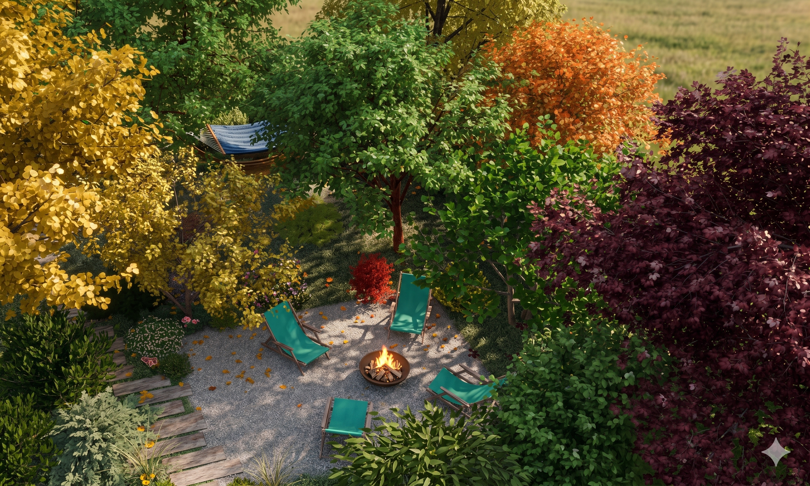 pool in green garden